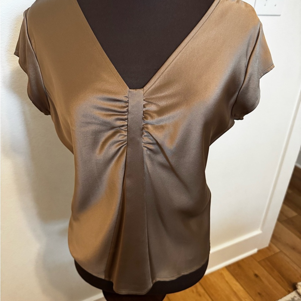 Silk top - Talbots Elegant Brown Silk Women's Top, size 10.